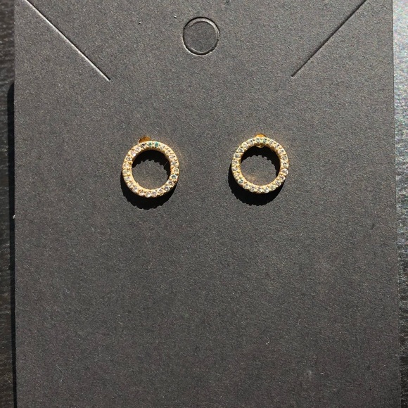 Delicate Gold Embellished Circle Studs - Picture 2 of 3